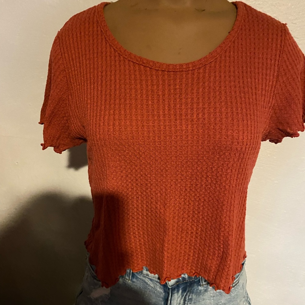 Women's Orange Textured Top